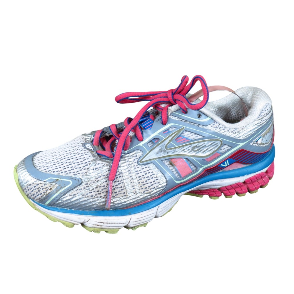 Brooks Ravenna 6 Women Running Shoes Size 6.5 Road Fitness Silver Blue Pink